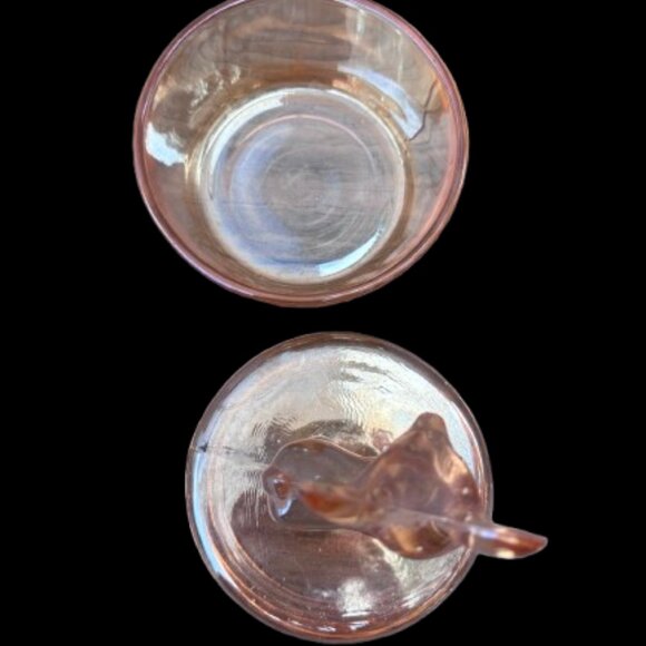 Vintage Jeannette Marigold Glass Vanity Powder Jar with Deer - Picture 3 of 5